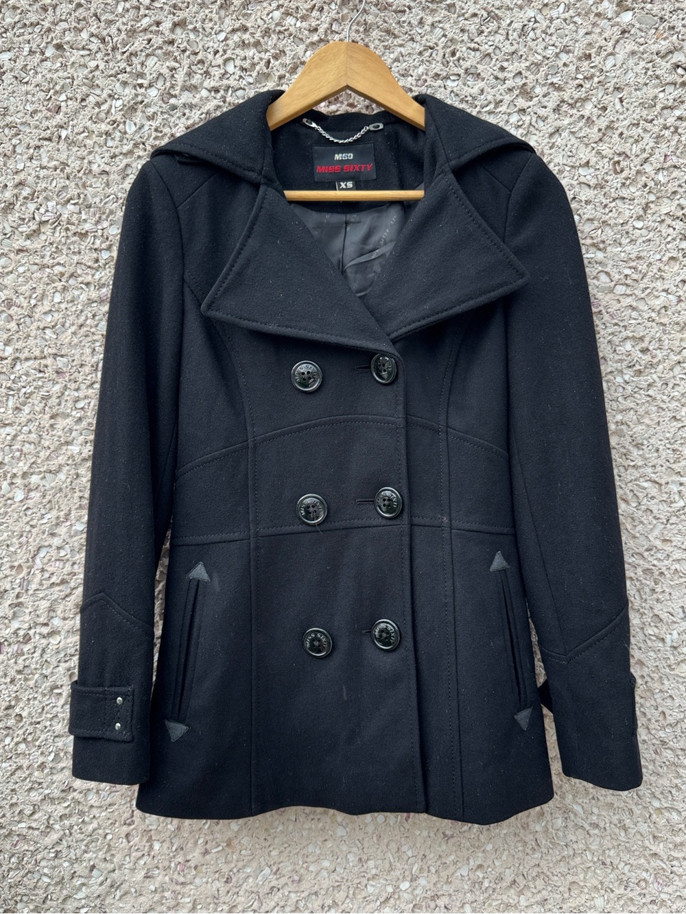 M60 Miss Sixty Black Wool Pea Coat NWOT